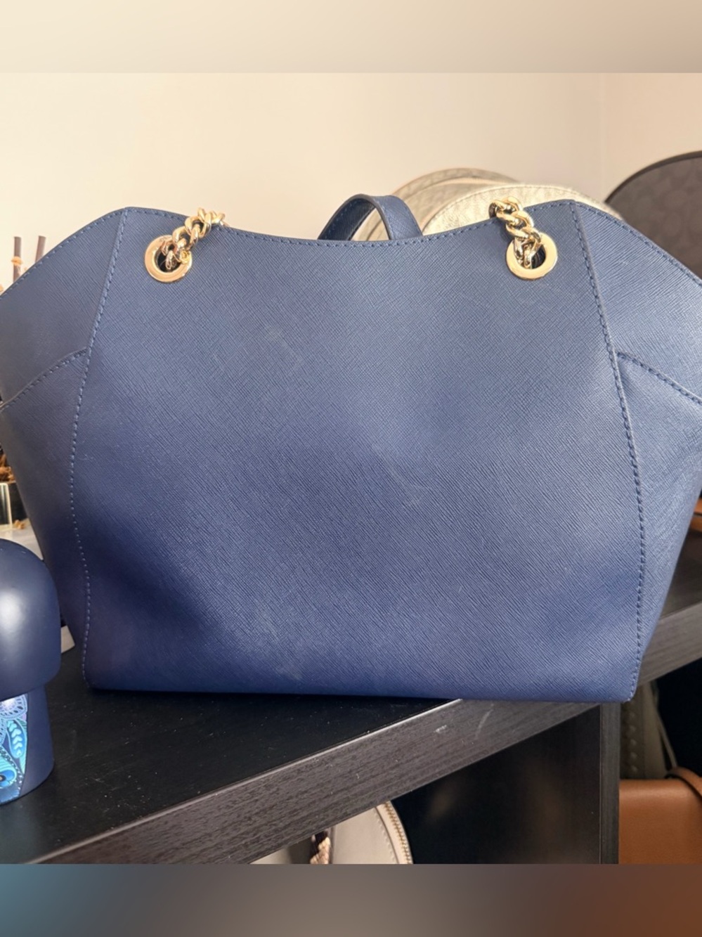 MICHAEL KORS LG CHAIN
SHOULDER TOTE BLUE + WALLET - Picture 9 of 16